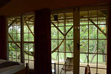 view from inside out of the White maya cabin